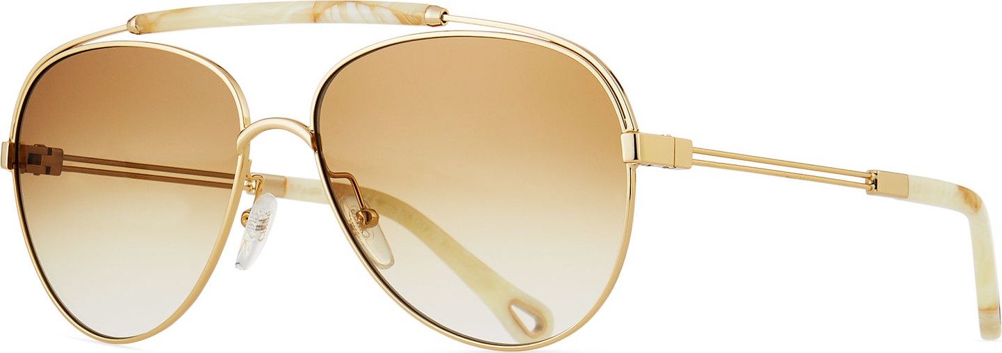 Chloe Jackie Aviator Sunglasses w/ Ornamental Brow Bar