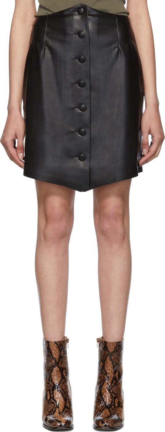 Nanushka Black Sils Button Front Miniskirt
