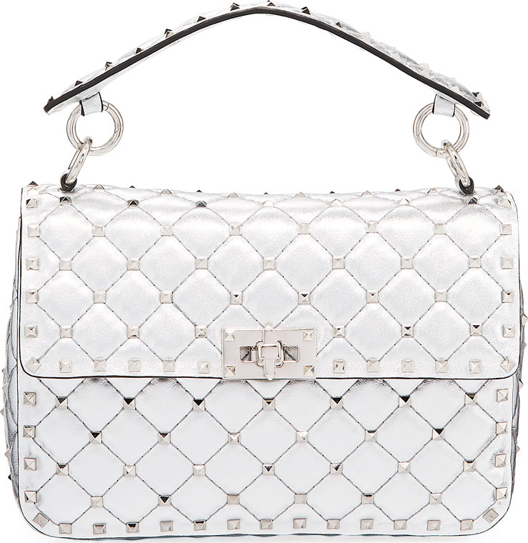 Valentino Rockstud Spike Metallic Medium Shoulder Bag