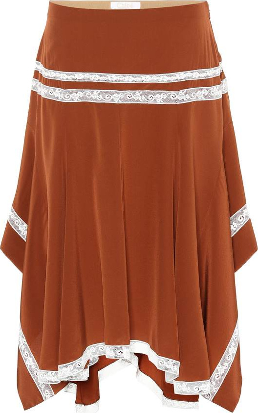 Chloe Silk crêpe de chine skirt