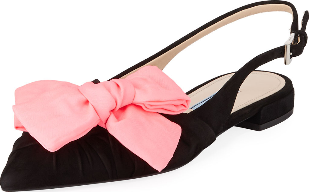 Prada Two-Tone Bow Slingback Flats