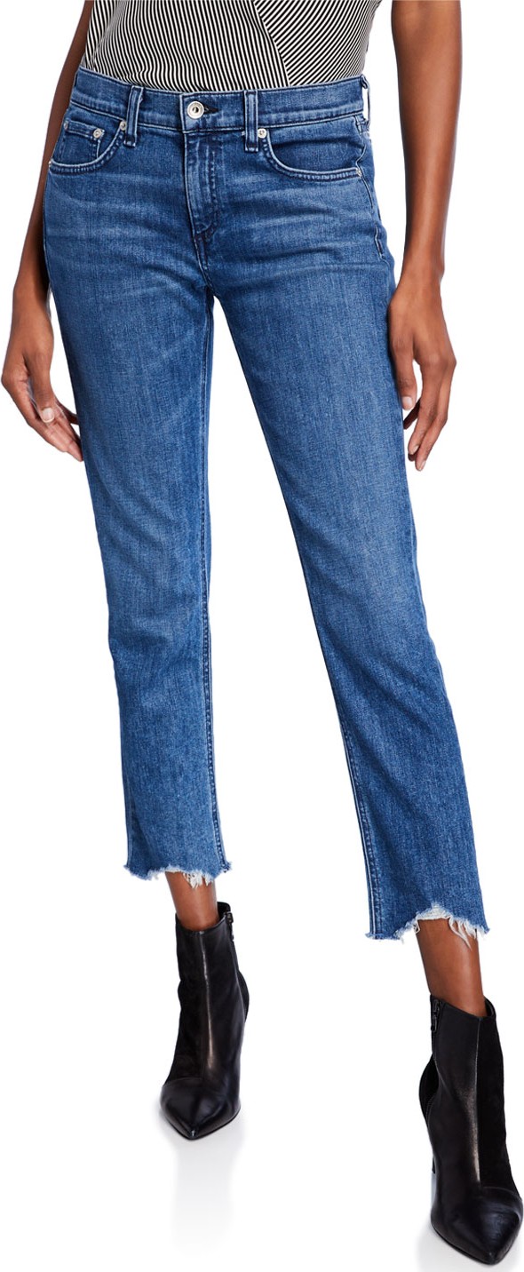 Rag & Bone Dre Frayed High-Rise Straight-Leg Jeans