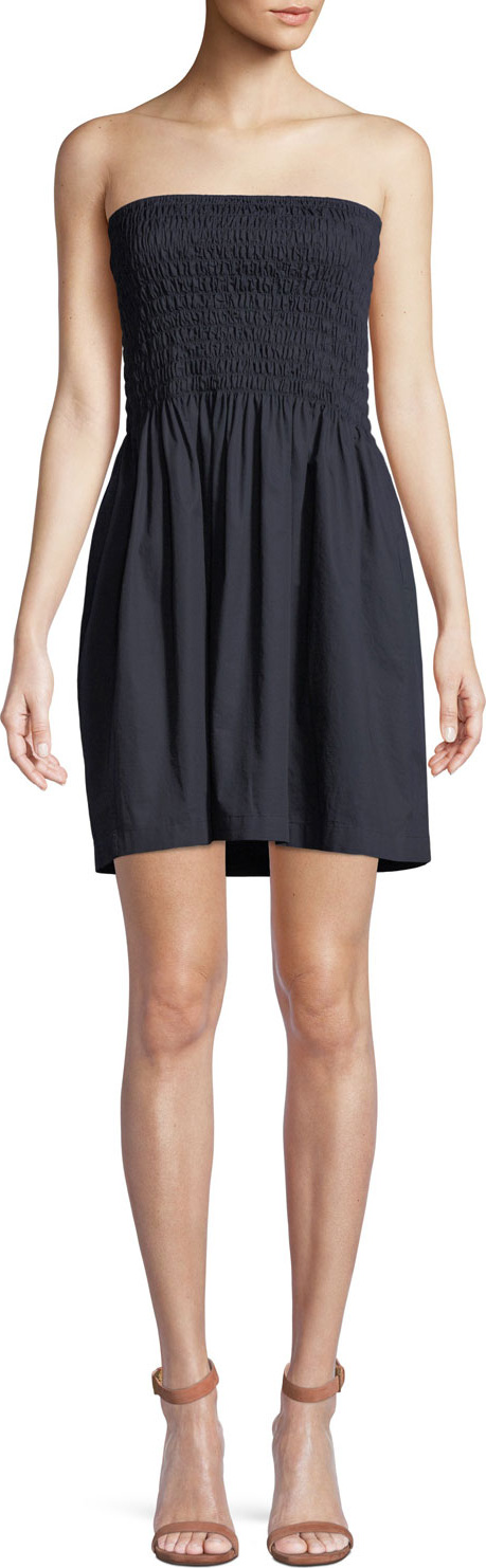 ATM Anthony Thomas Melillo Smocked Poplin Strapless Mini Dress