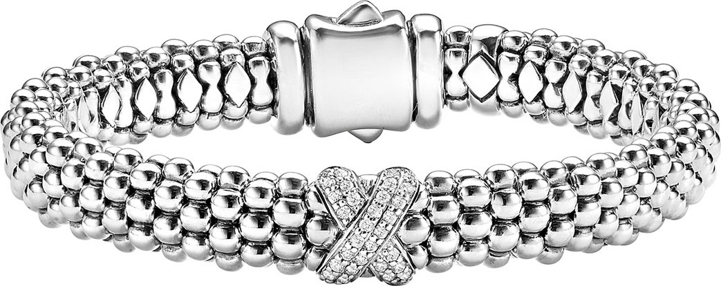 LAGOS Silver Caviar Bracelet with Diamond X