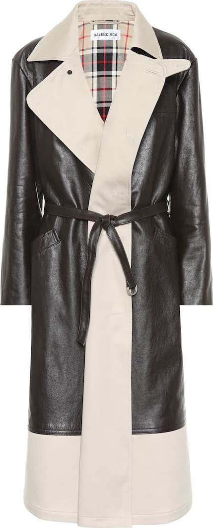 Balenciaga Leather and canvas coat
