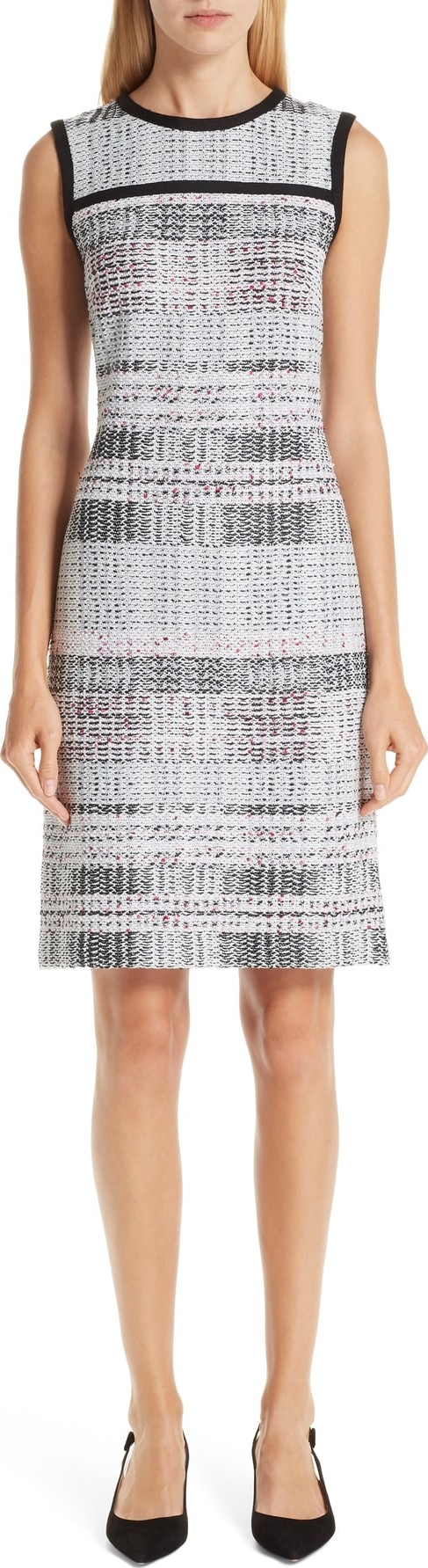 St. John Bianca Plaid Knit Sheath Dress