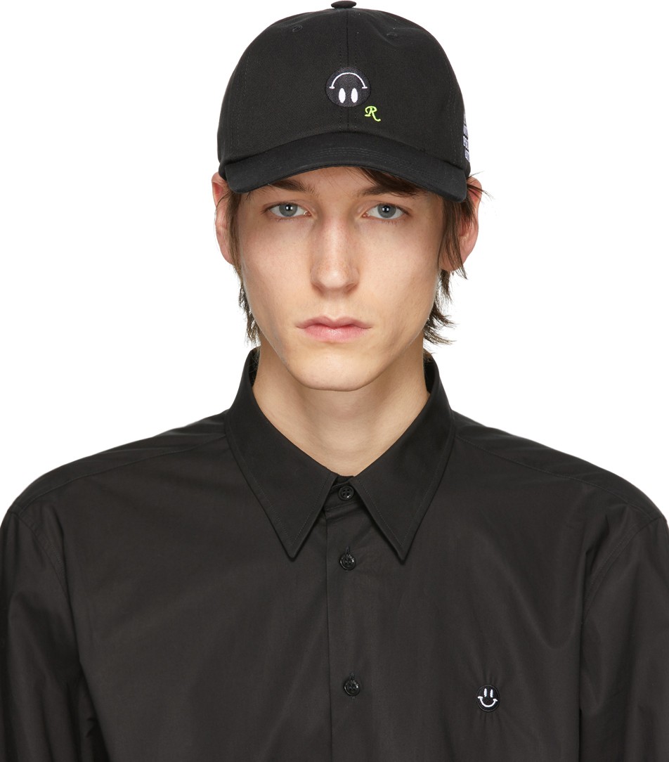 Raf Simons Black Embroidered Cap