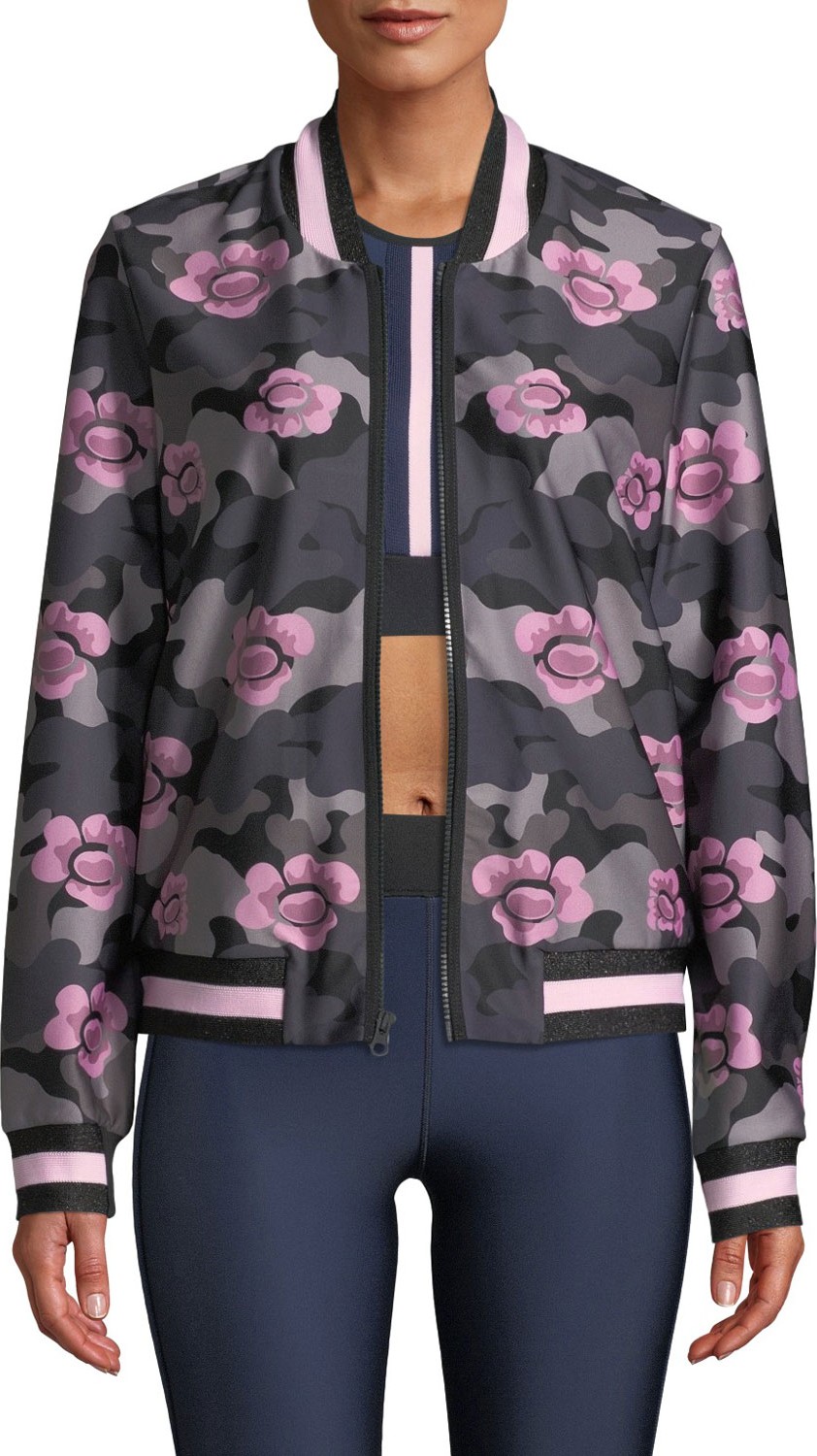 ULTRACOR Collegiate Floral Zip-Front Bomber Jacket ULTRACOR Collegiate Floral Zip-Front Bomber Jacket