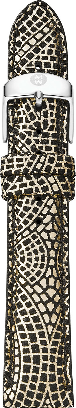 MICHELE 16mm Printed Leather Watch Strap, Golden/Multi
