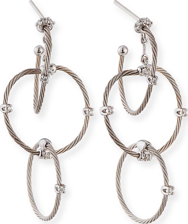 Paul Morelli 18k White Gold Diamond Link Earrings, 41mm