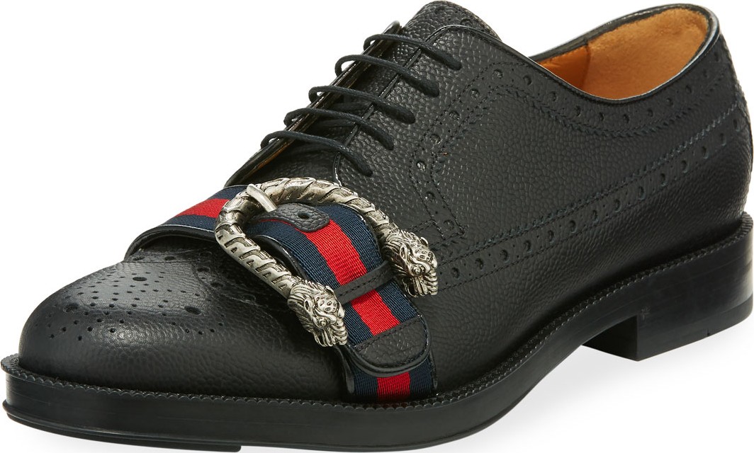 Gucci Leather Brogue Shoe with Web