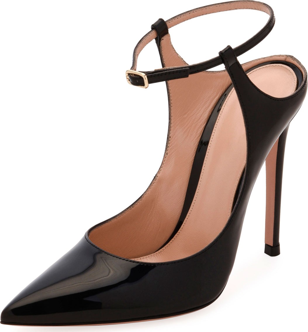 Gianvito Rossi Pointed-Toe Ankle-Strap Pumps