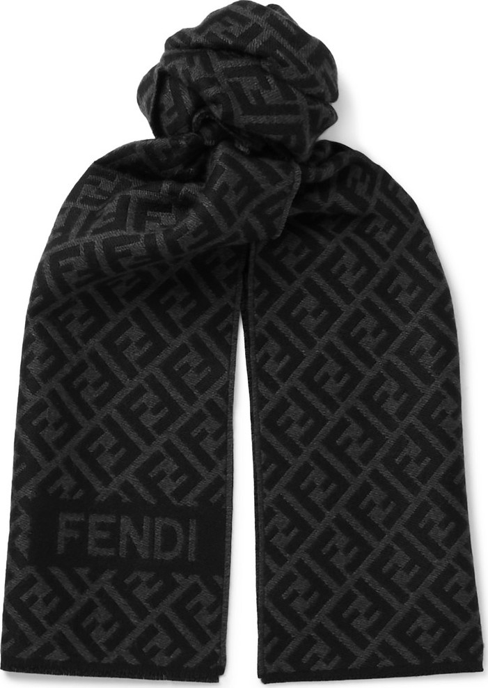 Fendi Logo-Intarsia Wool Scarf
