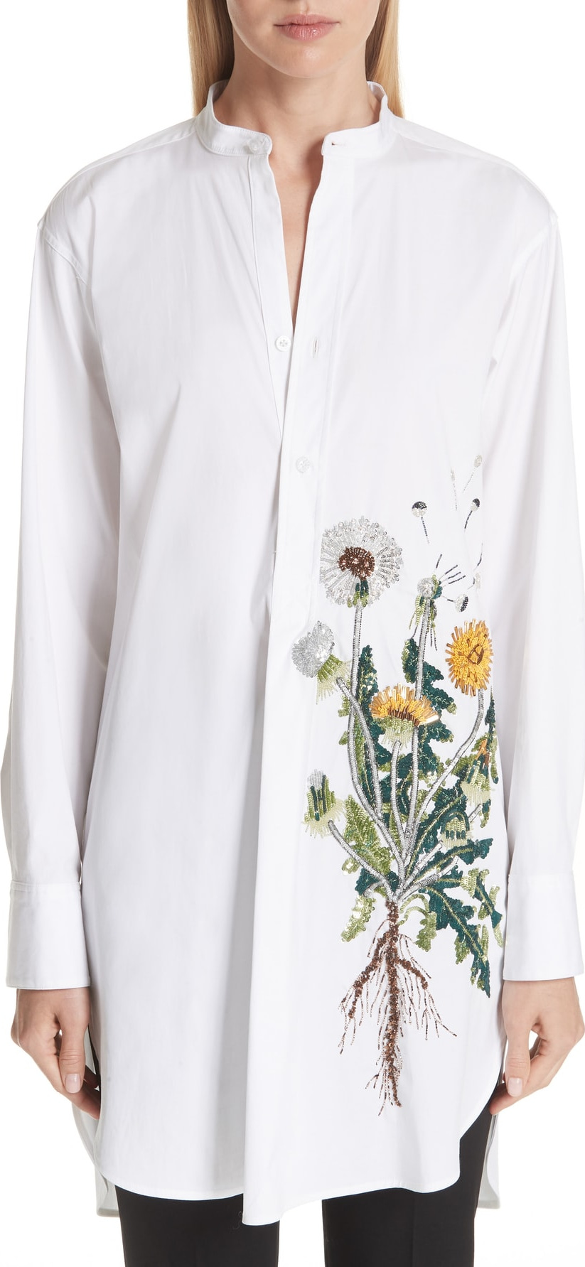Oscar De La Renta Embellished Dandelion Longline Blouse