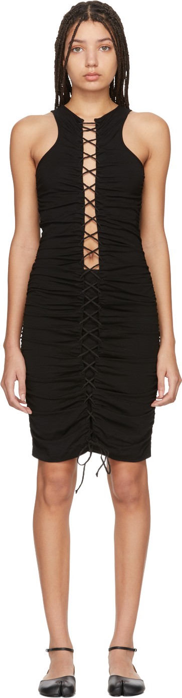 Unravel Black Lace-Up Dress