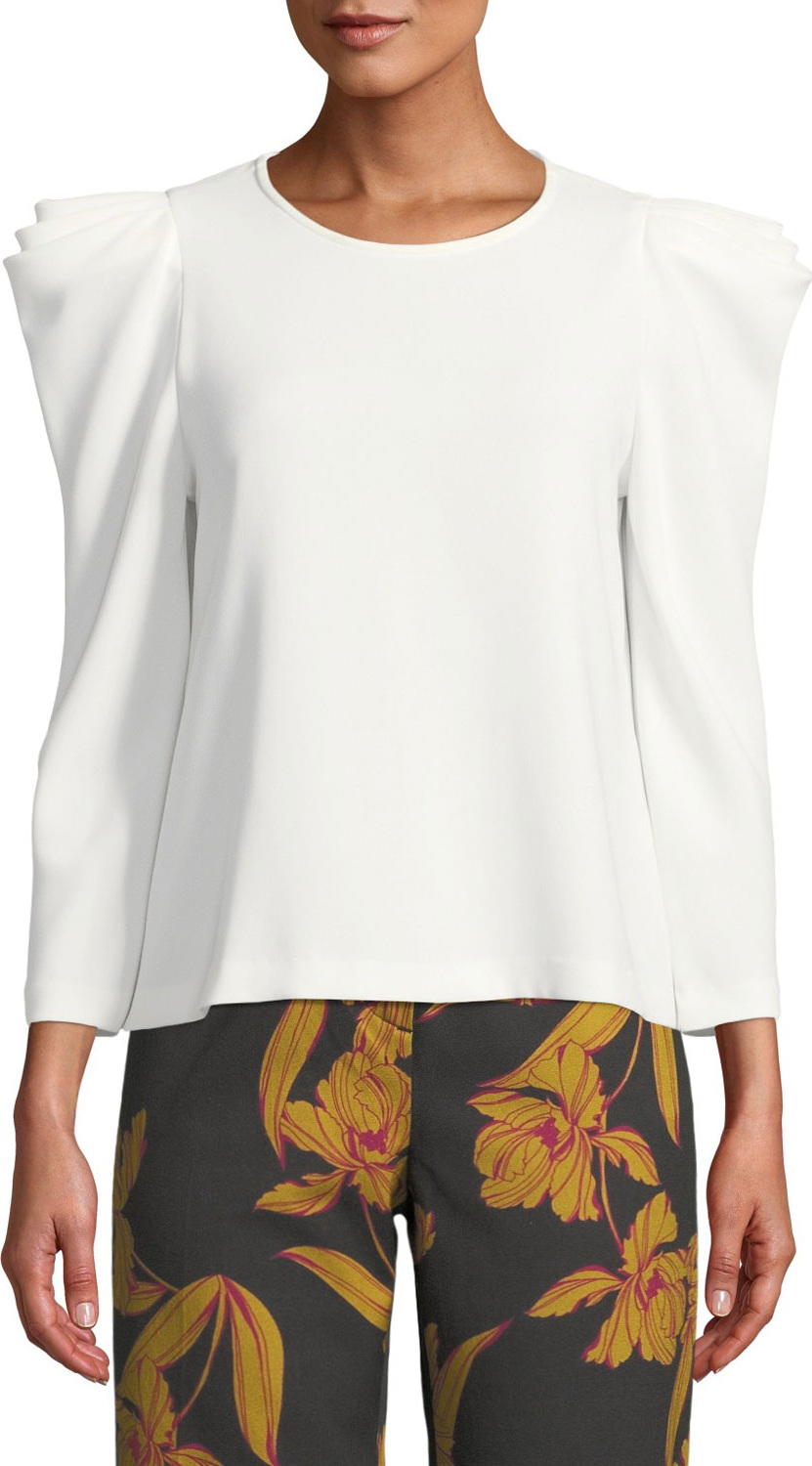 A.L.C. Farren Strong-Shoulder Crepe Top