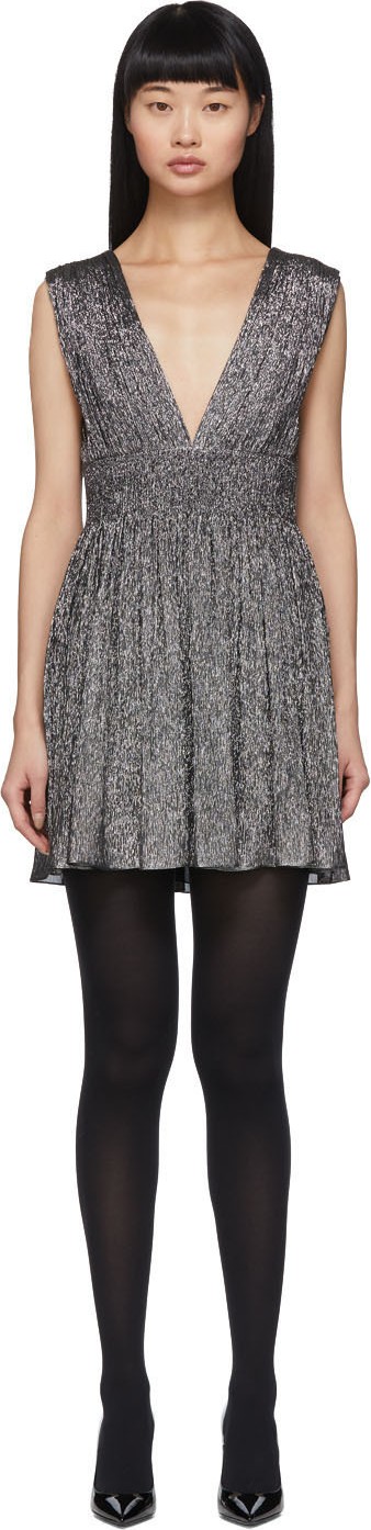 Saint Laurent Silver Lurex Short Dress