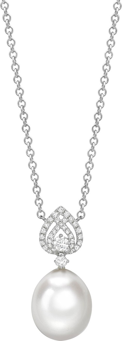 Kiki McDonough Bridal 18k White Gold, Diamond & Pearl Pendant Necklace