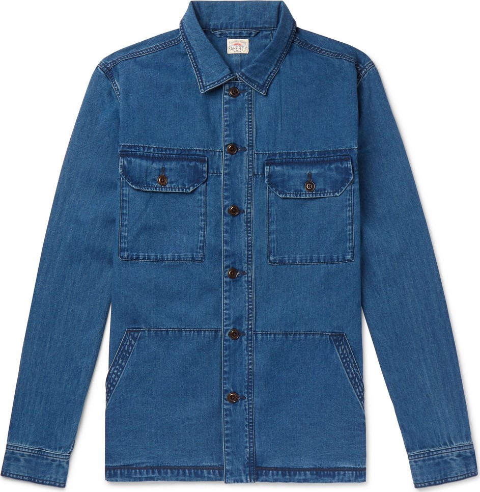 Faherty Corporal Indigo-Dyed Denim Shirt Jacket