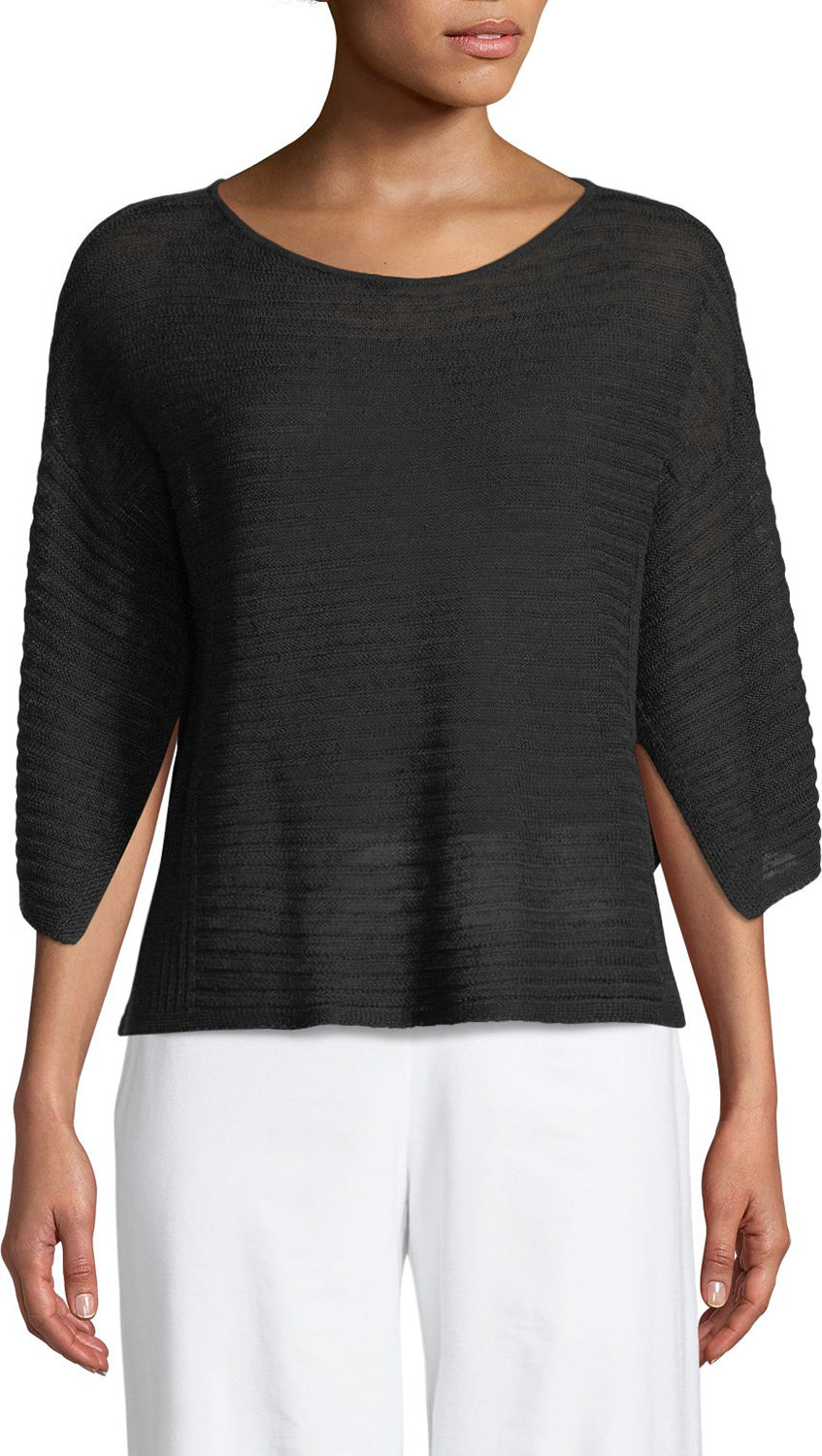 Eileen Fisher Organic Linen Handkerchief-Sleeve Top