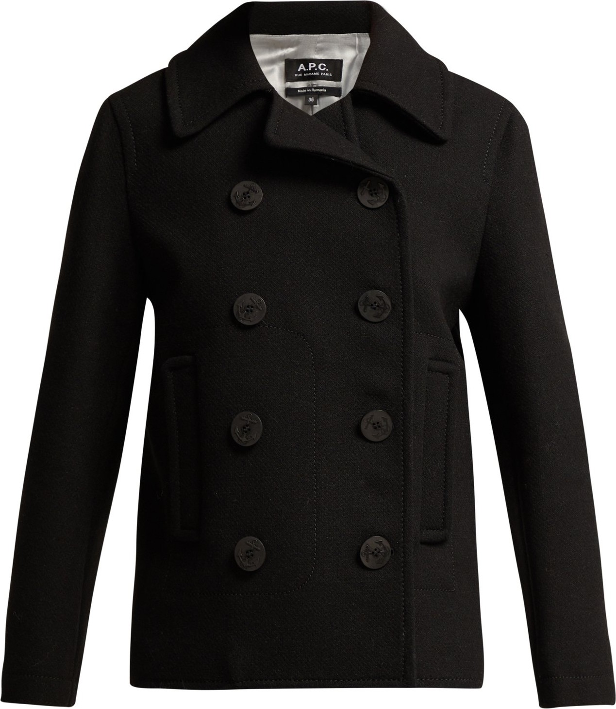 A.P.C. Double-breasted wool-blend peacoat