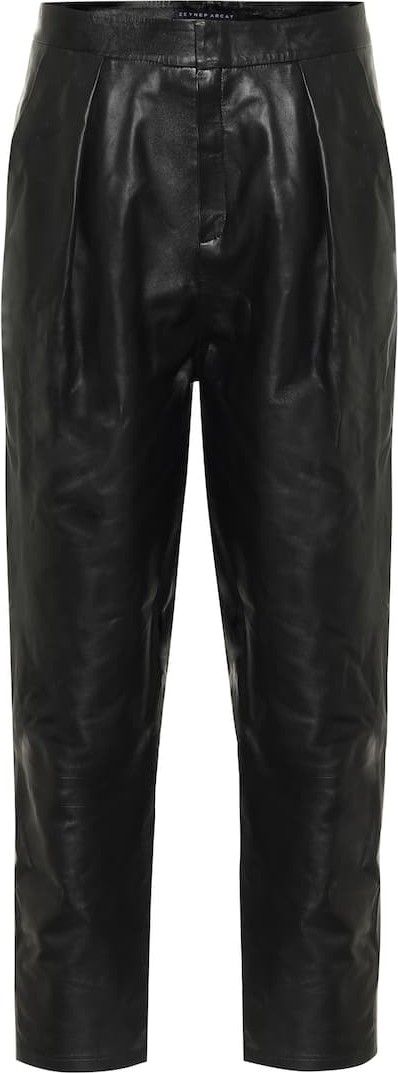 Zeynep Arcay High-rise pleated leather pants
