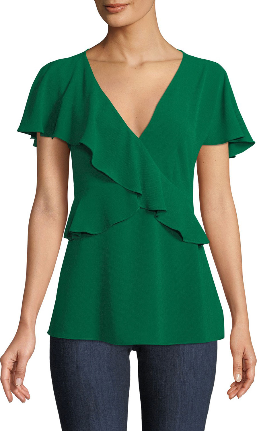 MICHAEL MICHAEL KORS Flounce Ruffle V-Neck Top