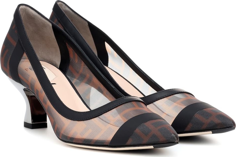 Fendi Leather-trimmed pumps