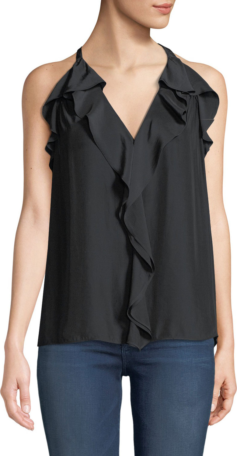 Ramy Brook Finley Sleeveless Ruffle Racerback Blouse