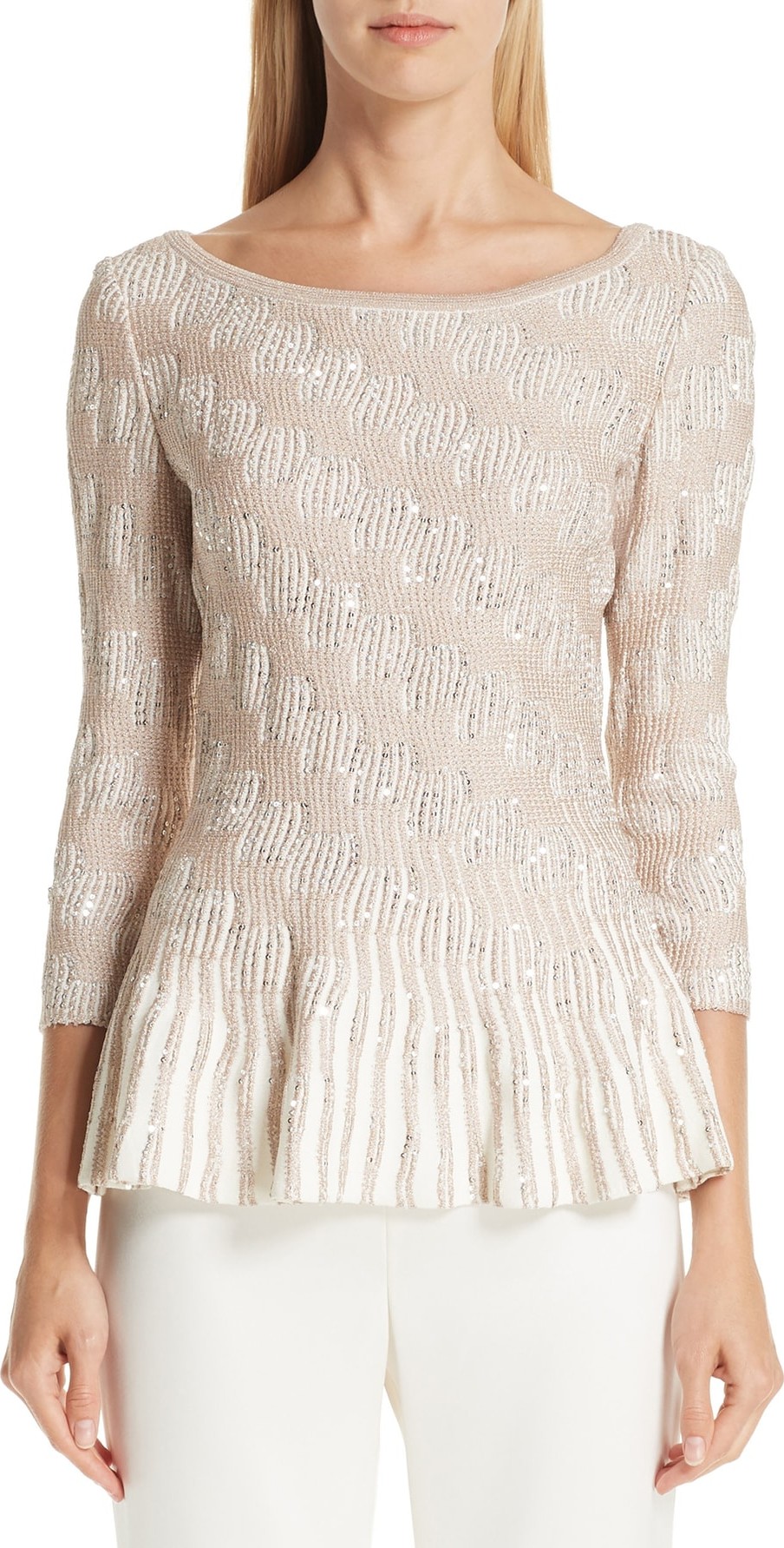 St. John Sequin Trellis Knit Top