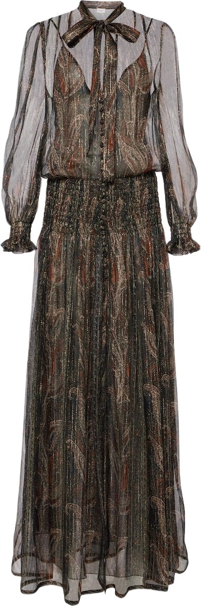 Saint Laurent - Lavallière paisley silk-blend maxi dress Saint Laurent - Lavallière paisley silk-blend maxi dress