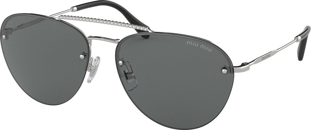 Miu Miu Rimless Mirrored Aviator Sunglasses