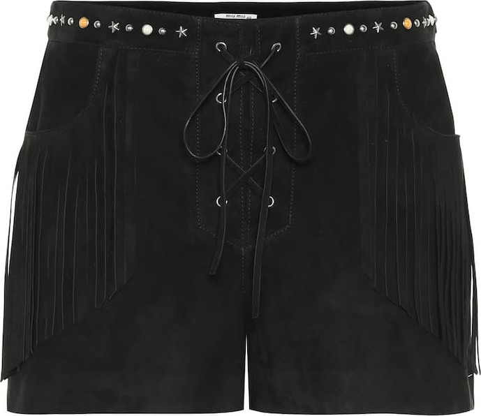Miu Miu Fringed suede shorts