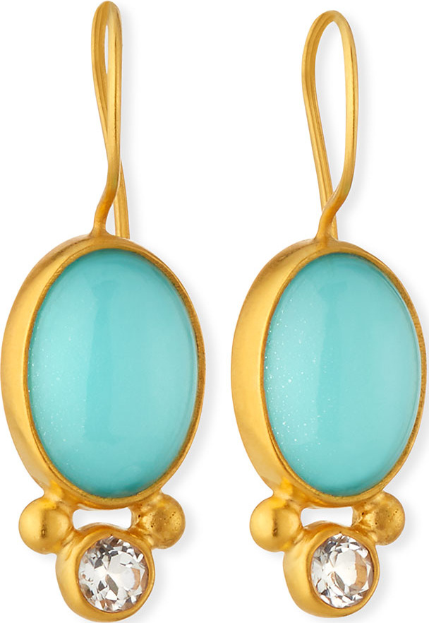 Dina Mackney Turquoise Doublet & Topaz Earrings
