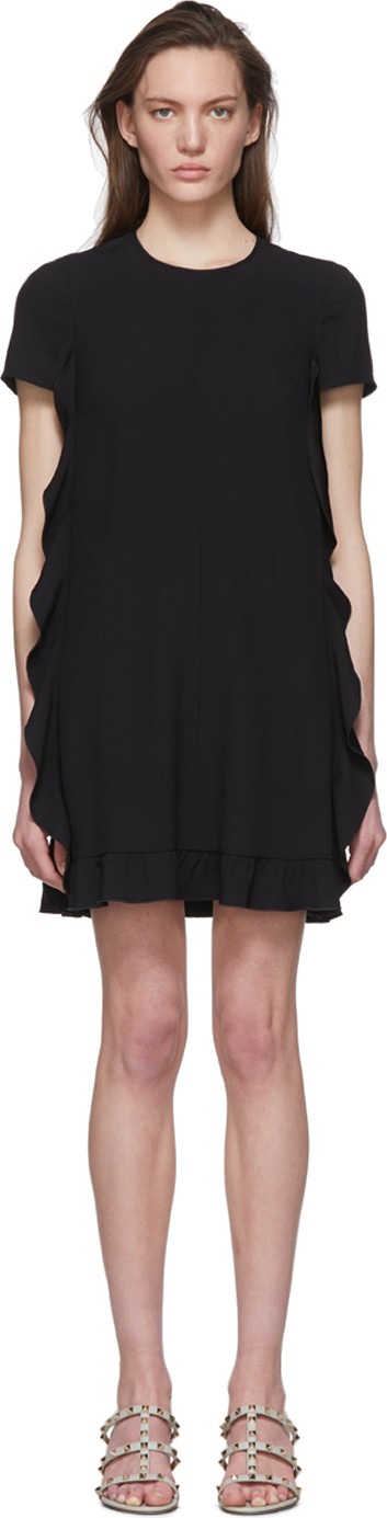RED Valentino Black Pleated Fills Dress