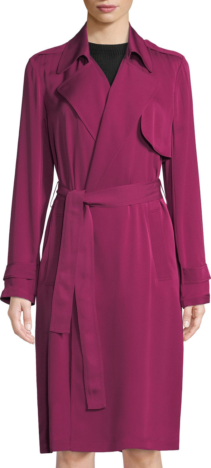 Theory Silk Belted Trench Coat