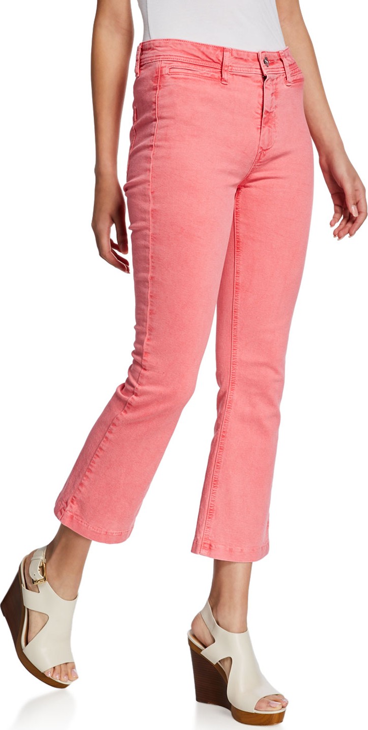 PAIGE Colette High-Rise Flare Jeans w/ Faux Welt Pockets