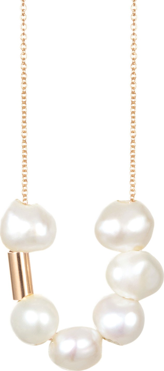 GINETTE NY 18k Rose Gold Pearl & Tube Necklace