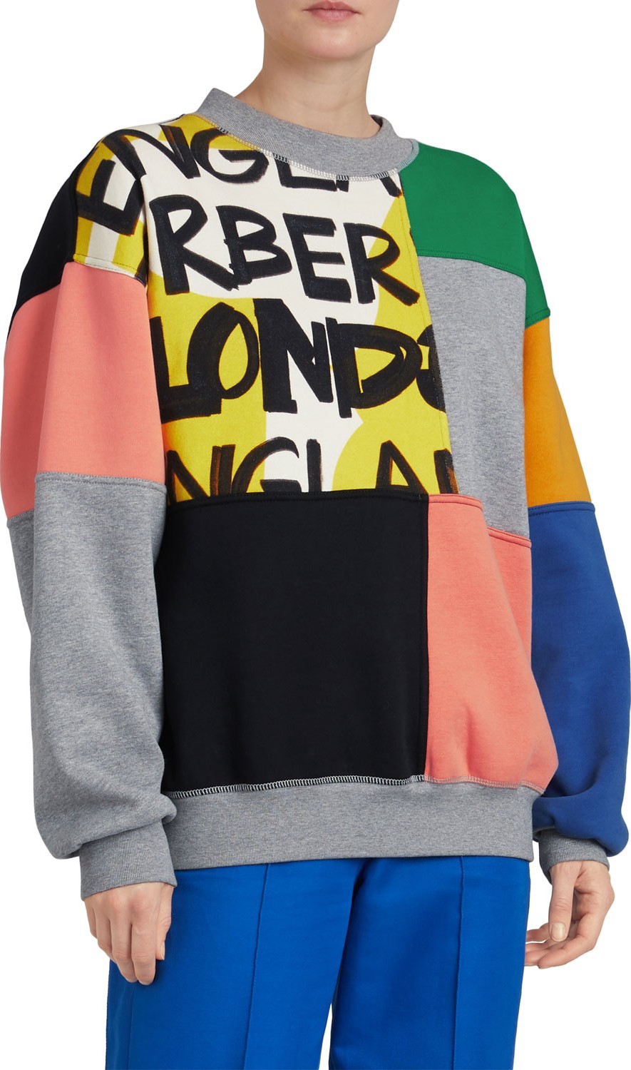 Burberry London England Colorblock Graffiti-Print Crewneck Sweatshirt
