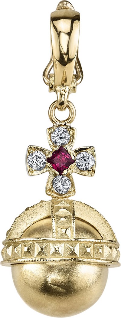 Cynthia Bach 18k Gold Ruby & Diamond Orb Charm