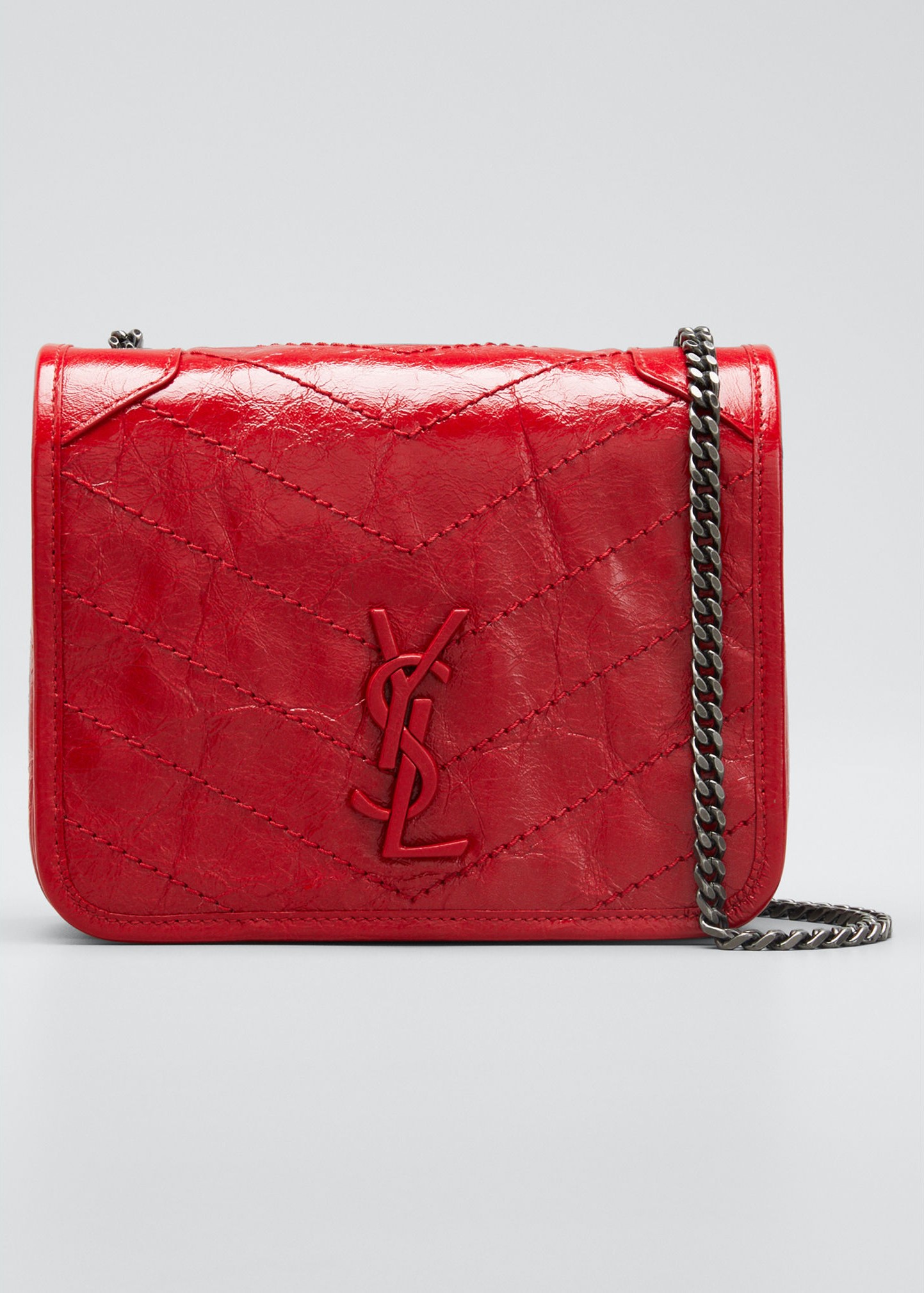 Saint Laurent Niki YSL Monogram Vintage Calfskin Wallet on Chain