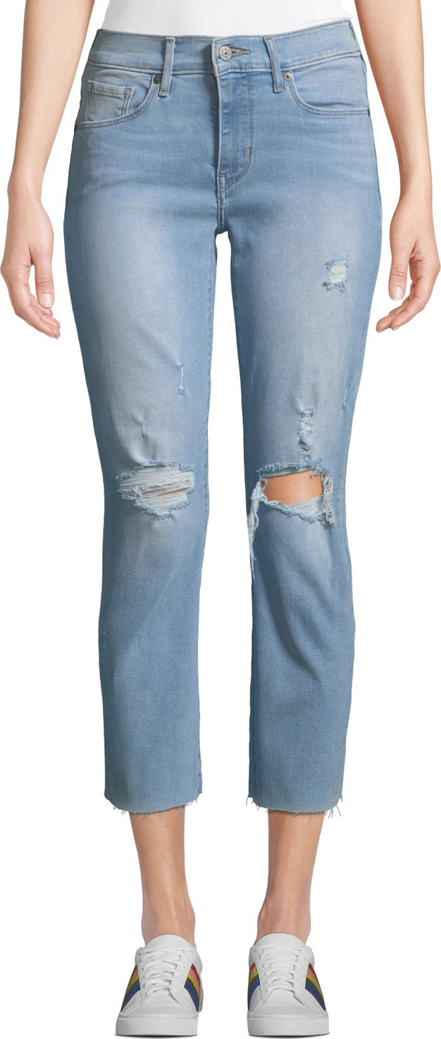LEVI’S Curvy Straight-Leg Cropped Distressed Jeans