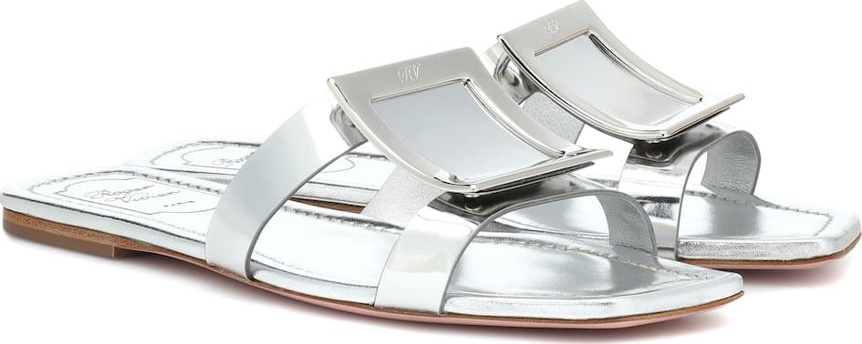 Roger Vivier Biki Viv' metallic leather slides