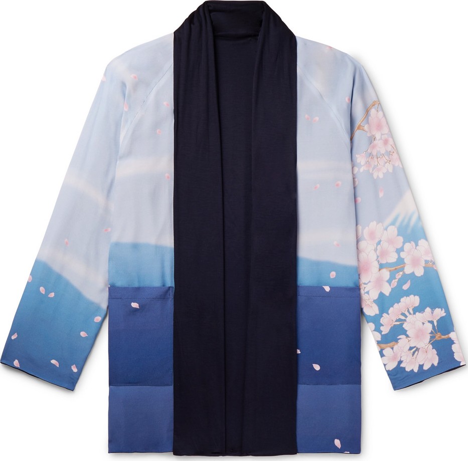 Blue Blue Japan Reversible Printed Crepe de Chine and Jersey Jacket
