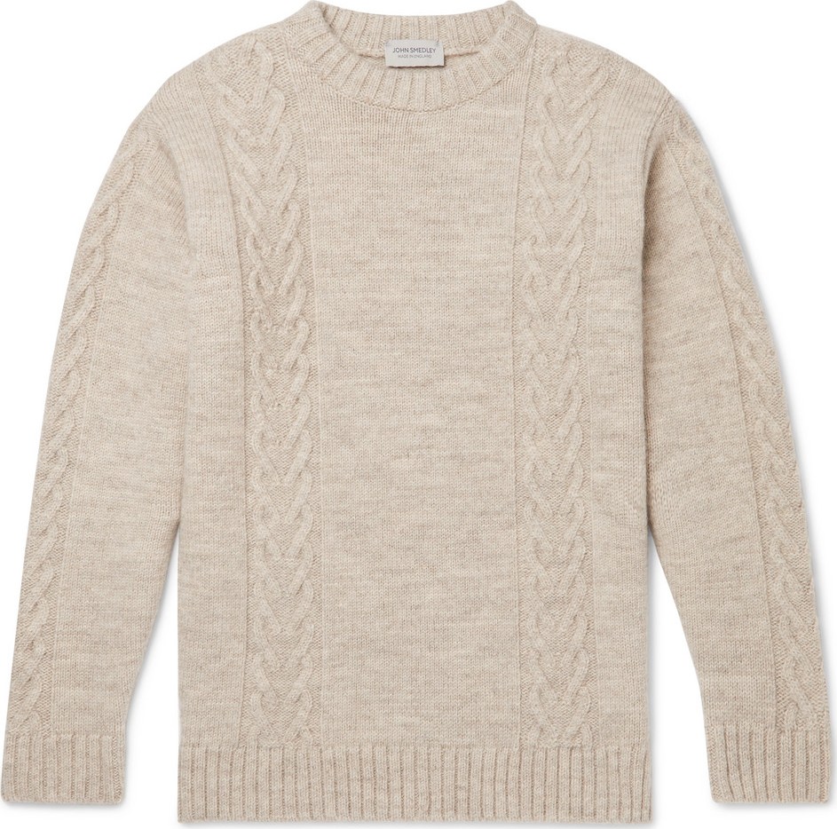 John Smedley Oscar Mélange Cable-Knit Wool Sweater