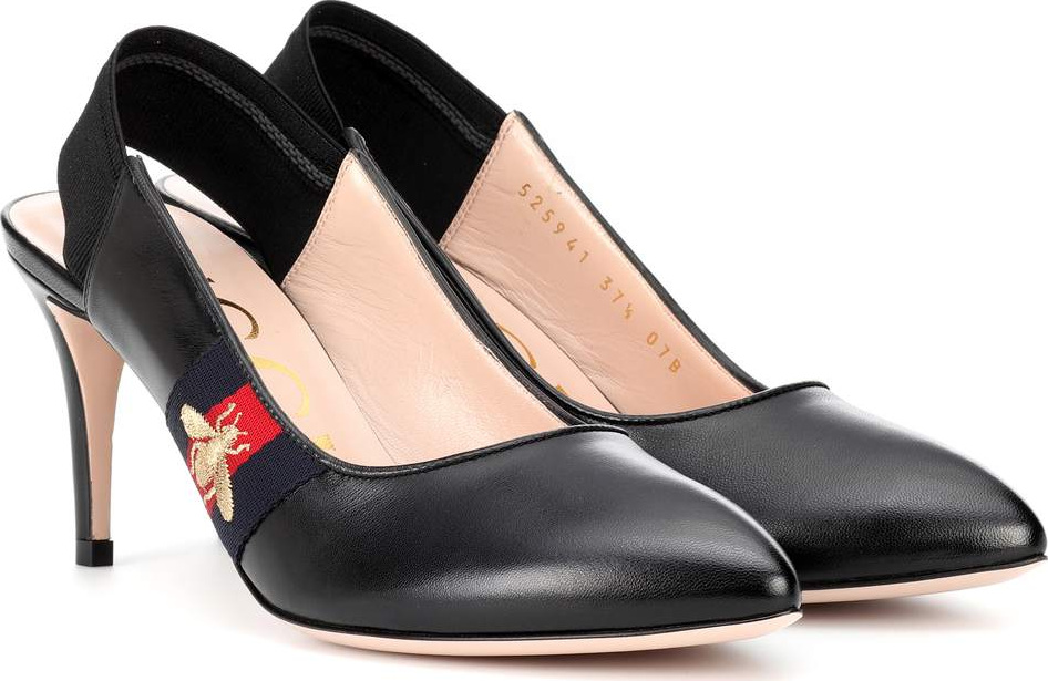 Gucci Embroidered leather pumps