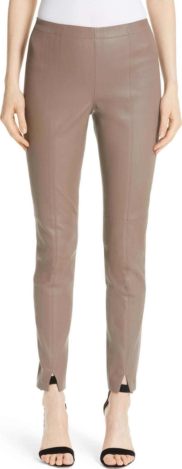 St. John Stretch Nappa Leather Crop Pants