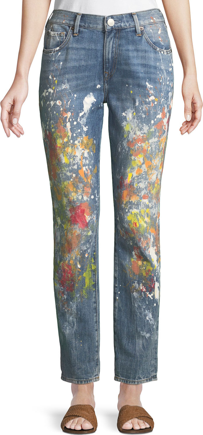 True Religion Cameron Slim Boyfriend Paint-Splatter Jeans