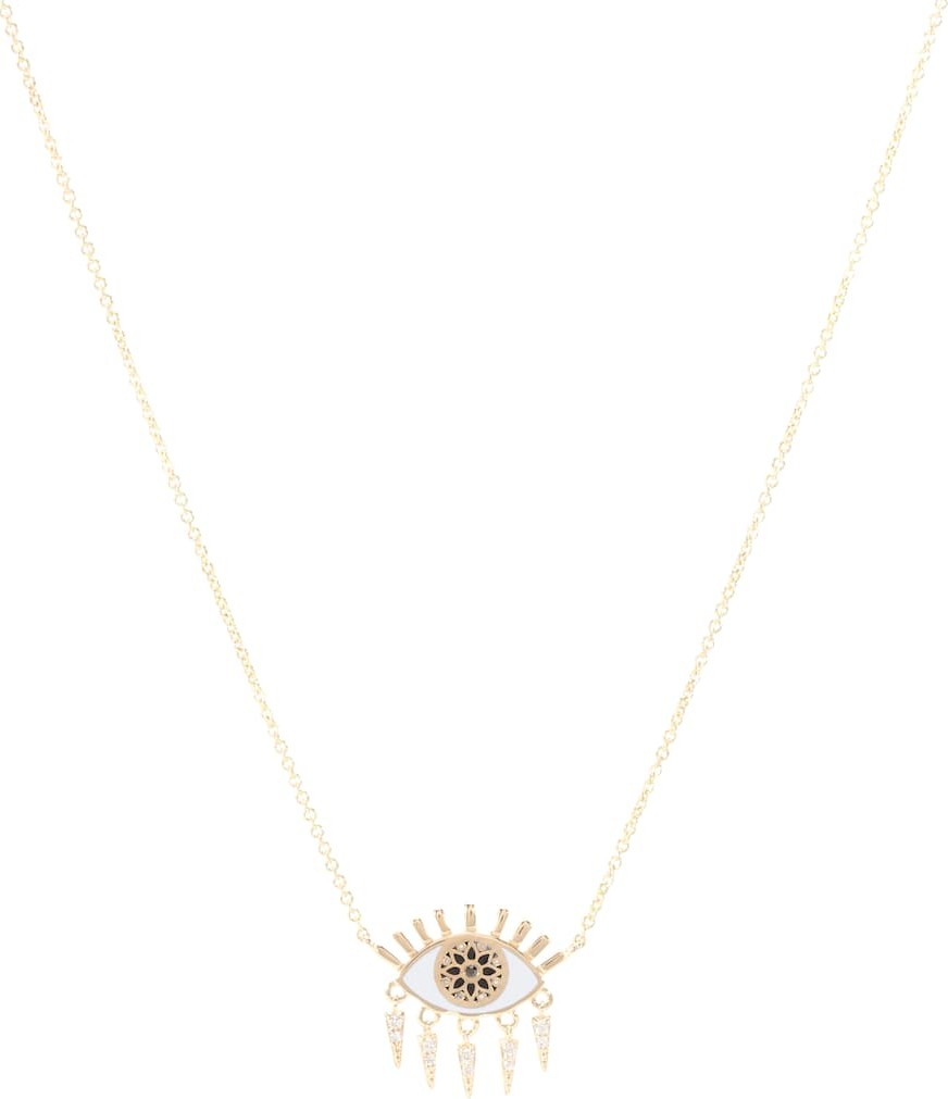 Sydney Evan Small Kaleidoscope Eye 14kt gold necklace with diamonds