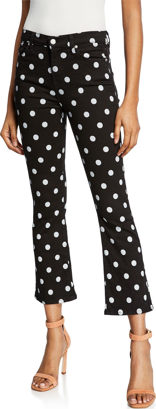 7 For All Mankind High-Waist Slim Kick Flare Polka-Dot Jeans